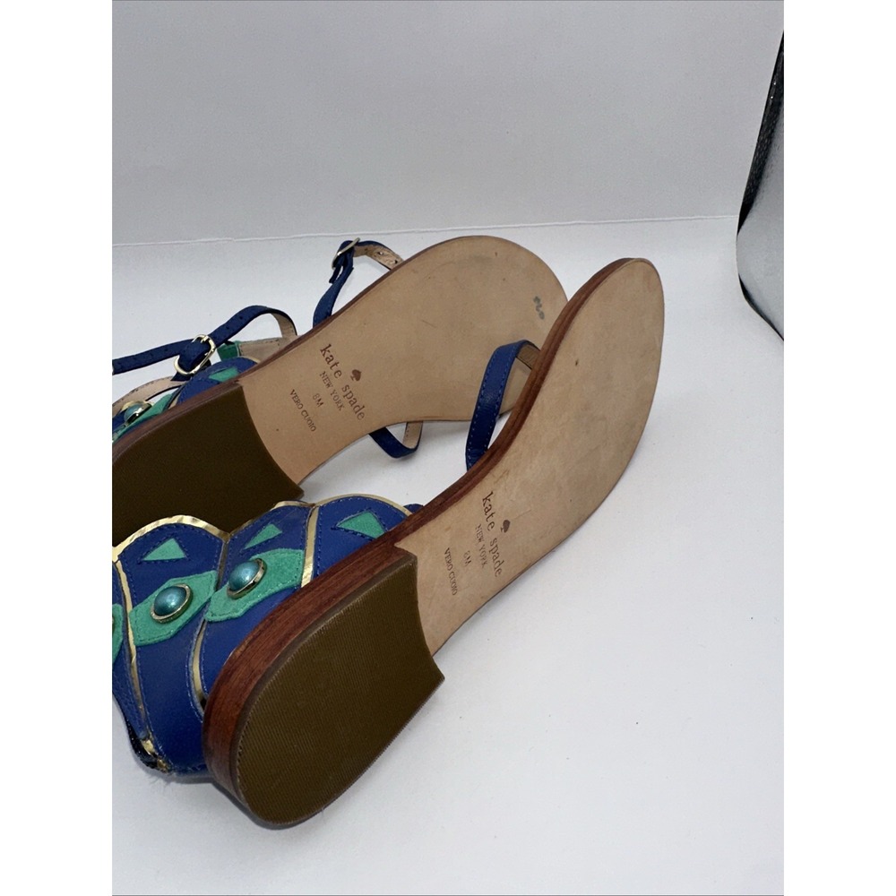Kate Spade New York Soto Peacock Emerald Nappa Leather Sandals – Women's Size 8 - Picture 6 of 10